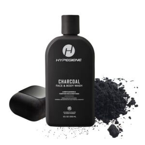 Charcoal Men's Body Wash - All Natural Body Wash w/Activated Charcoal for Men & Women - Vegan, Paraben-Free Moisturizing Face Wash w/Tea Tree Oil - Purifying Shower Gel (10.1oz)