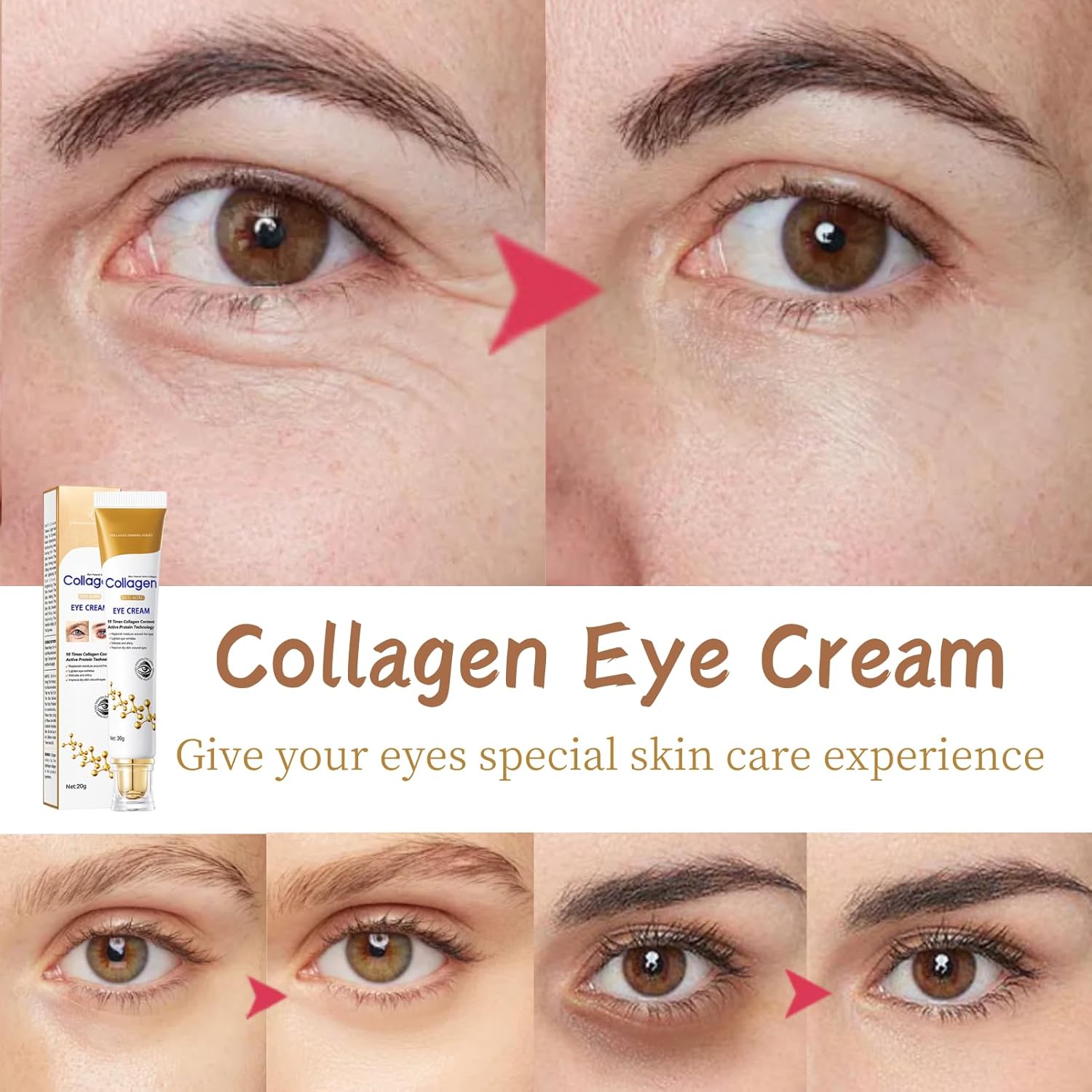 Collagen Eye Cream Anti Aging - Eye Cream for Puffiness and Bags Under Eyes - Under Eye cream for Dark Circles - Moisturizing Eye Serum - Eye Bags Treatment for Women - Firming Eye Treatment Products - Image 6