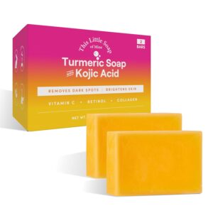 Kojic Acid Dark Spot Remover Soap Bars l Packed with Vitamin C, Retinol, Collagen, and Turmeric for Radiant Skin l Hydrating & Nourishing Formula l This Little Soap (2 Pack)