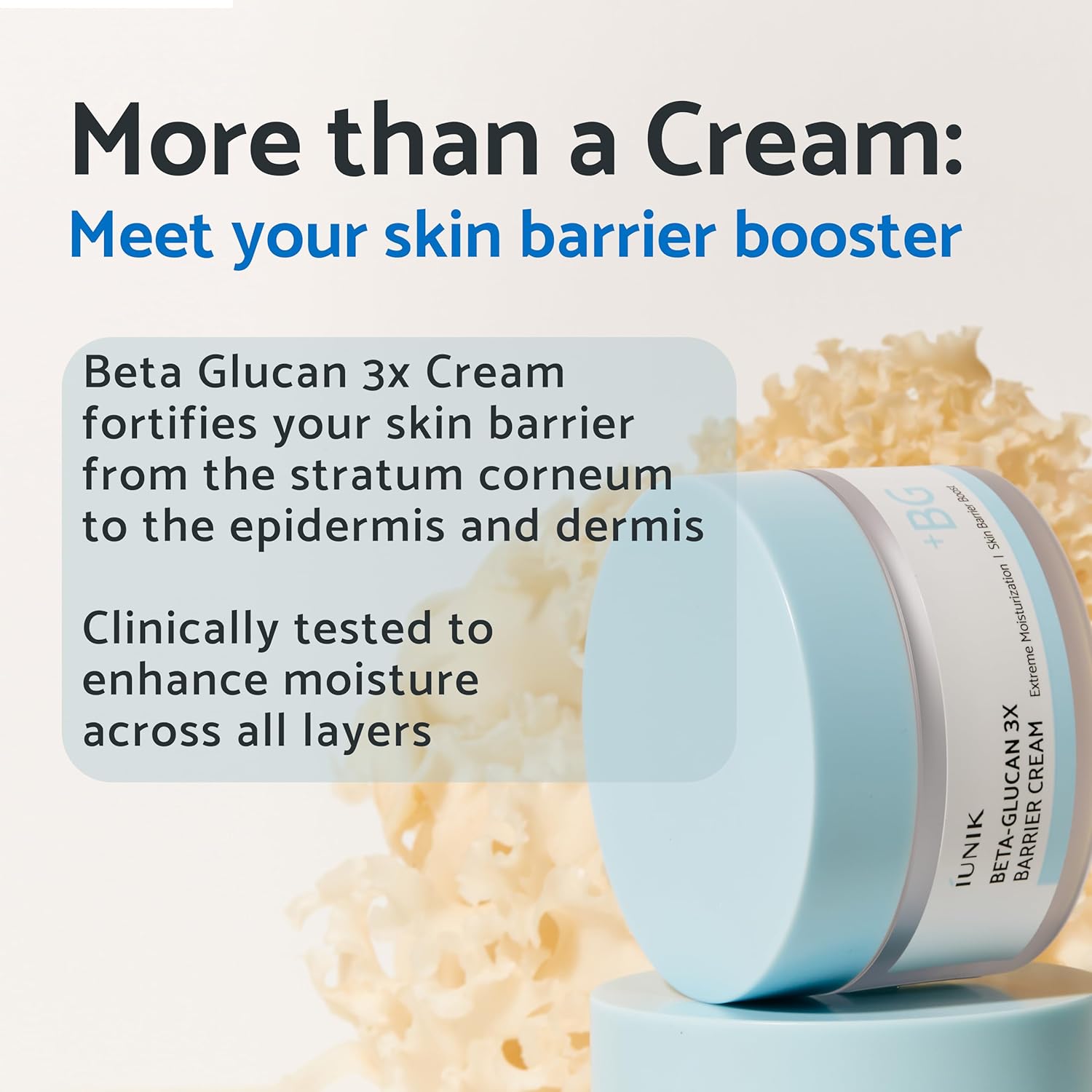 IUNIK Beta-Glucan Non-Sticky Deep Moisture Hydration 3x Barrier Cream Day&Night Moisturizer Quick Absorption Barrier Strengthening for Sensitive Dry Skin with Shea Butter Panthenol Korean Skincare - Image 5