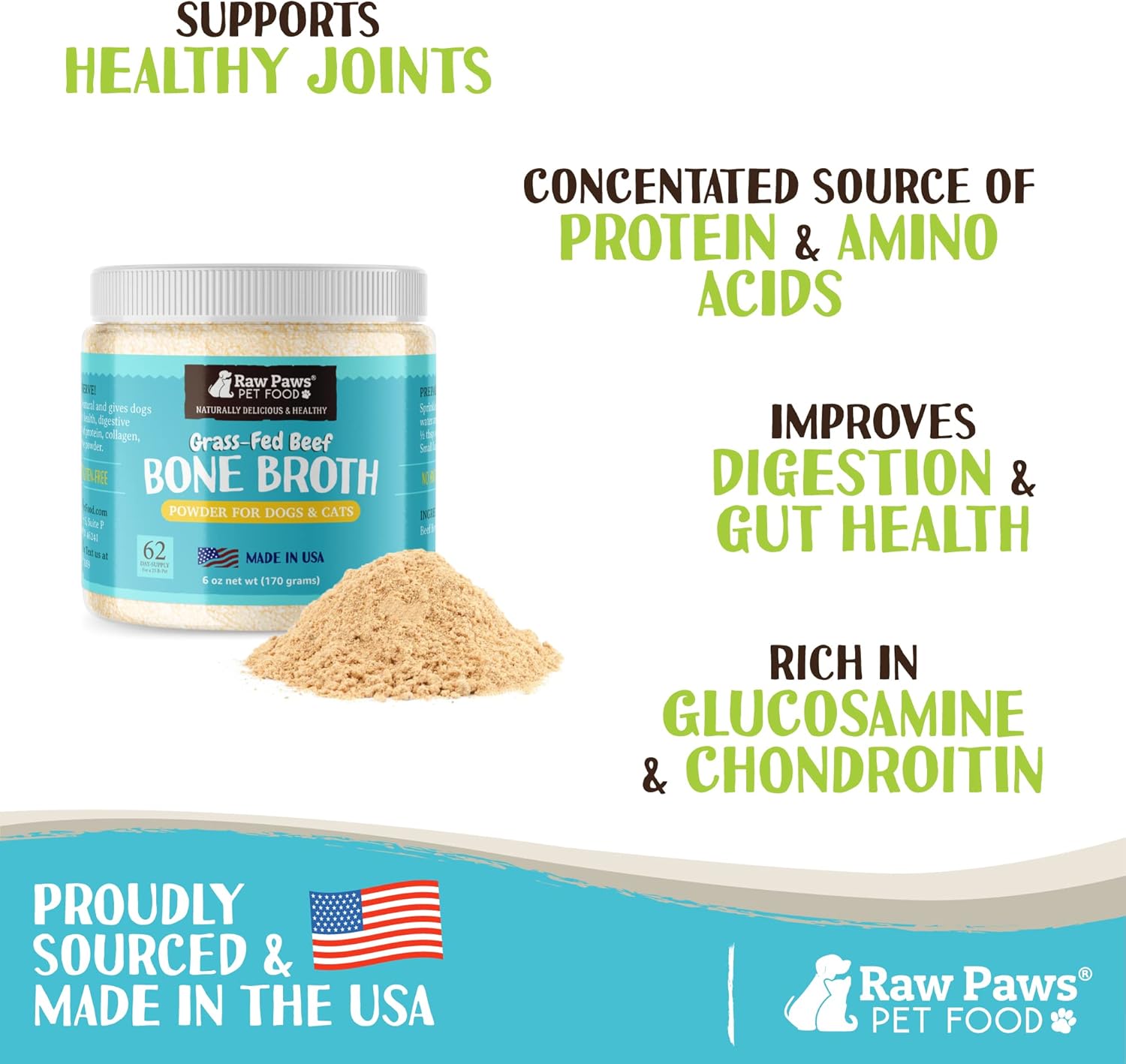 Raw Paws Beef Bone Broth 6-oz Dog and Cat Food Topper for Joint Health - Image 2