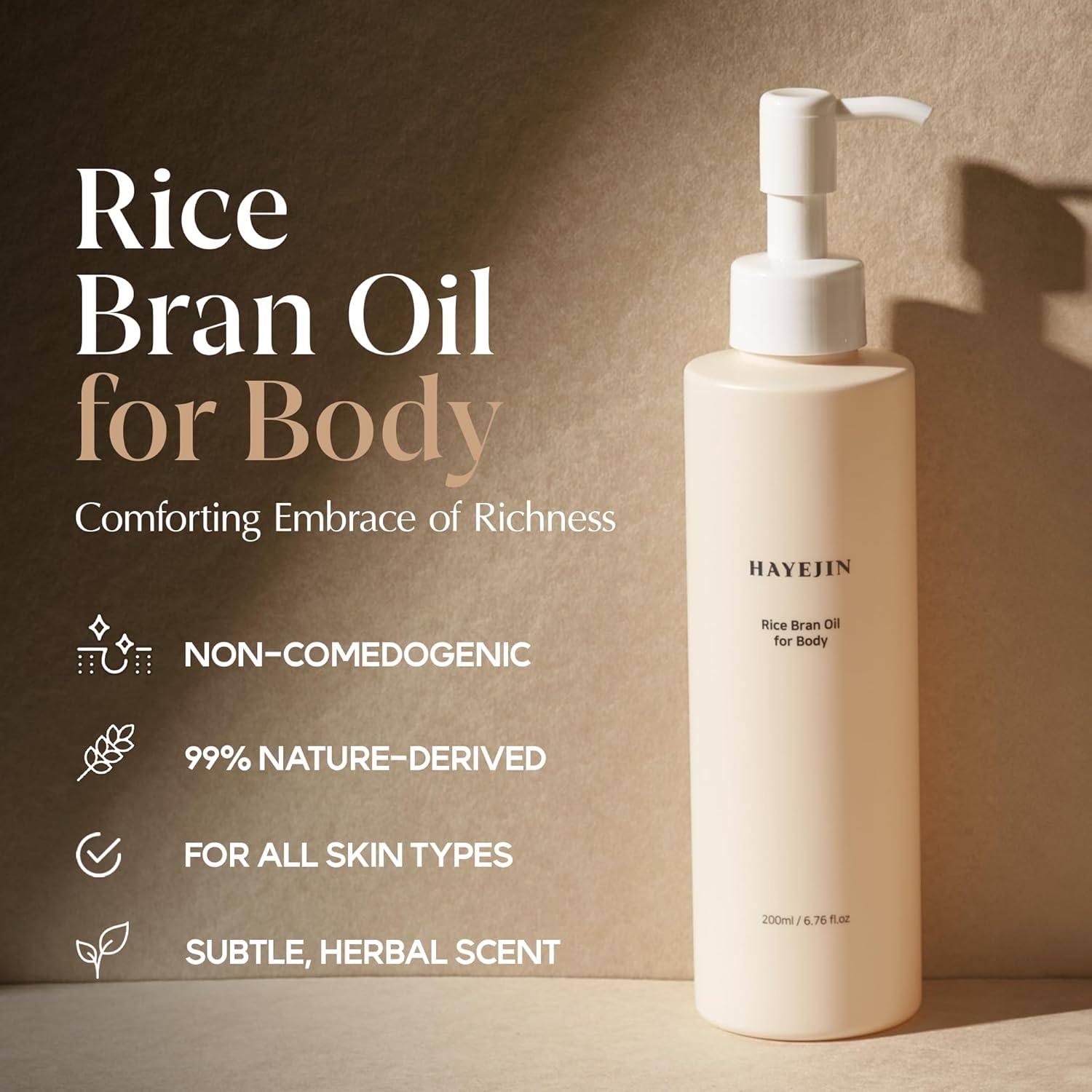 HAYEJIN Rice Bran Oil for Body | Moisturizing Body Oil For Men & Women | Hydrating Body Oil w/Fermented Rice Bran Oil for Skin | Refreshing Body Oil for Dry Skin 6.76 Fl Oz - Image 3