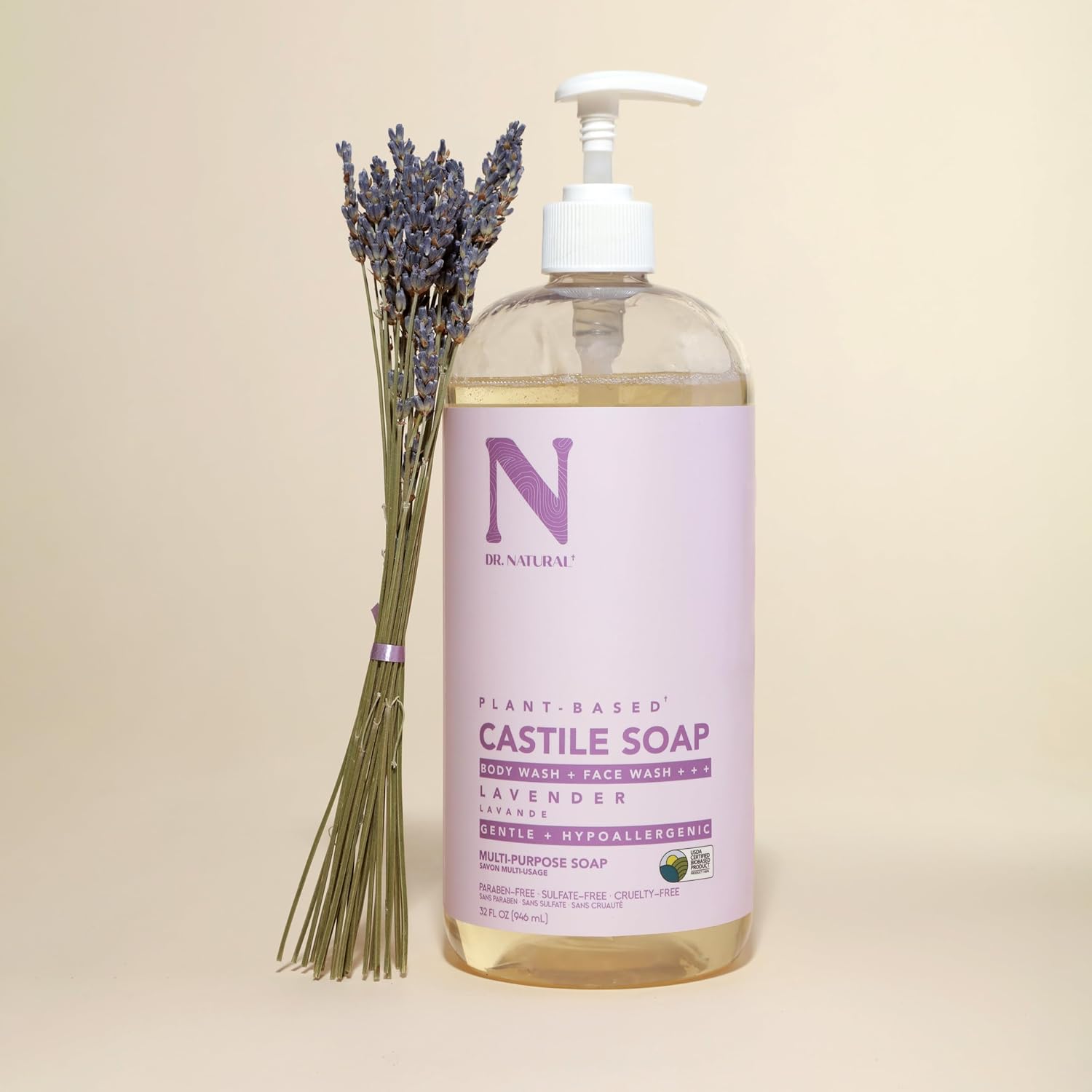 Dr. Natural 32 oz Lavender Castile Liquid Soap Organic Shea Butter Gentle Cleaning - Image 6