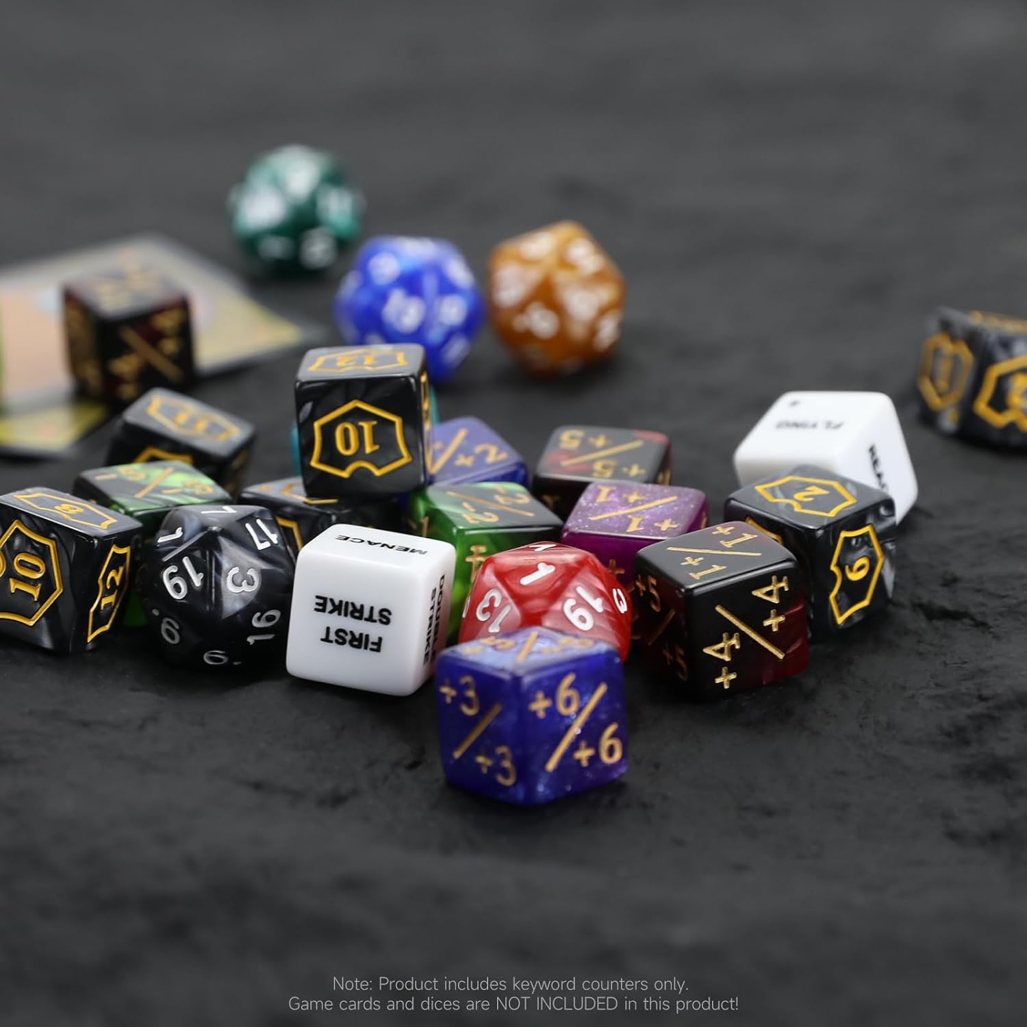 SIXPOINTS 65PCS MTG Dice Counters Bulk Ability Keywords +1/-1 Tokens 6 Sided & D20 Dice Set for Magic The Gathering, MTG, TCG, Card Games Accessories - Image 6