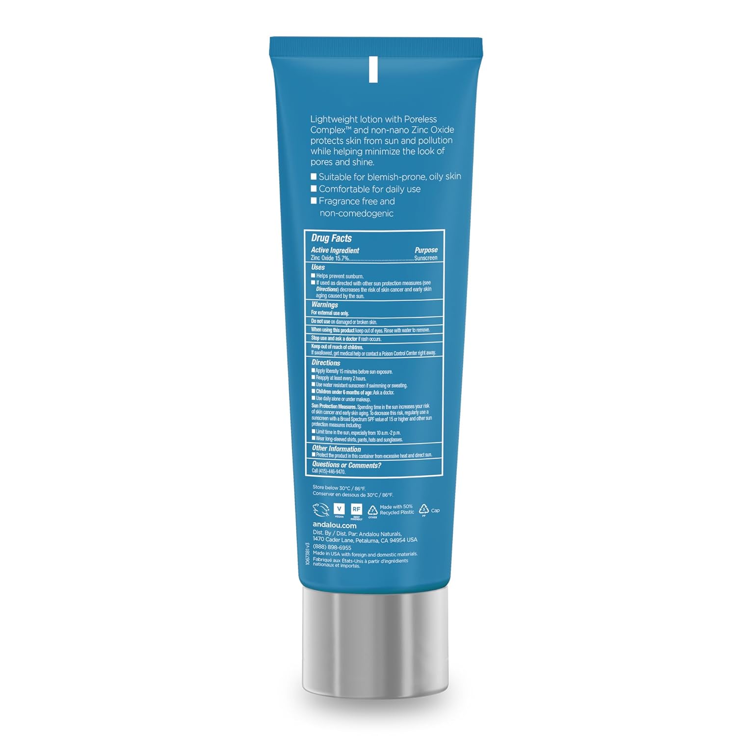 Andalou Naturals Daily Shade SPF 30 Zinc Oxide Face Sunscreen Lotion 2.7 Fl Oz - Image 3