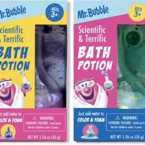 Mr. Bubble The Original Kids Bath Bomb Potions, Coloful Fizzy Fun, Cool Foam and Bubble Science Beaker for The Bath (Pack of 2)
