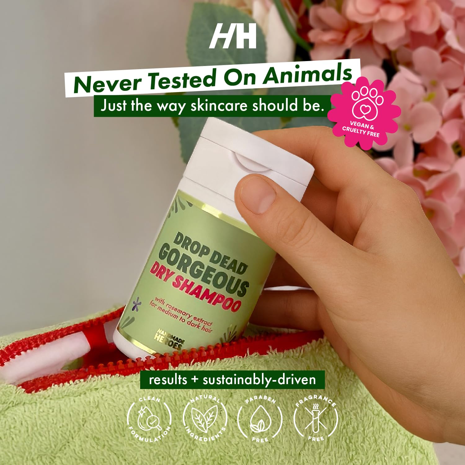 Handmade Heroes Dry Shampoo with Rosemary Oil for Hair Growth Healthier Looking Hair Volumizing Non Aerosol Drop Dead Gorgeous Dry Shampoo Rosemary 1.8oz (Medium to Dark 1pc) - Image 8