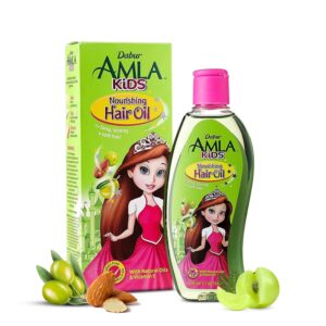 Dabur Amla Hair Oil for Kids – Enriched with Olive and Almond Extract, Essential Oils, Ideal for All Hair Types, Nourishing & Strengthening, Softens and Improves Hair for Children - 200ml