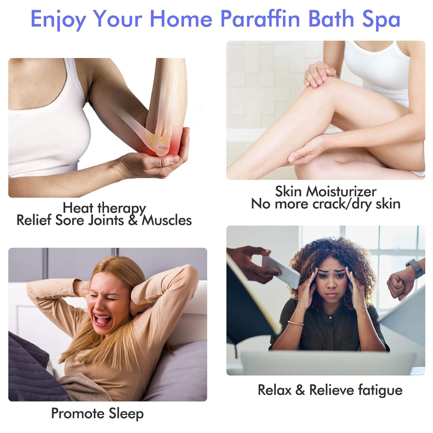 Ejiubas Paraffin Wax Machine - Quick Heating Paraffin Wax Warmer Moisturizing Kit with 2.2 lb Paraffin Wax 2 Thermal Mitts Botties 200 Gloves Liners for Hand and Feet Praffin Bath Blue 2500ml - Image 3