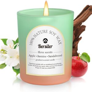 Apple/Jasmine/Sandalwood Scented Candles, Three Different Scents in 35 Hours of Burning Time, Aromatherapy Candle, Soy Candles, Relax and Soothe The Body, Gift Must Have List, 5.3oz