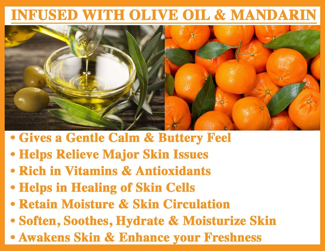 Olivia Care Mandarin Organic Vegan Natural Soap 4 oz Bars 4 Pack Gift Set for Sensitive Skin - Image 4