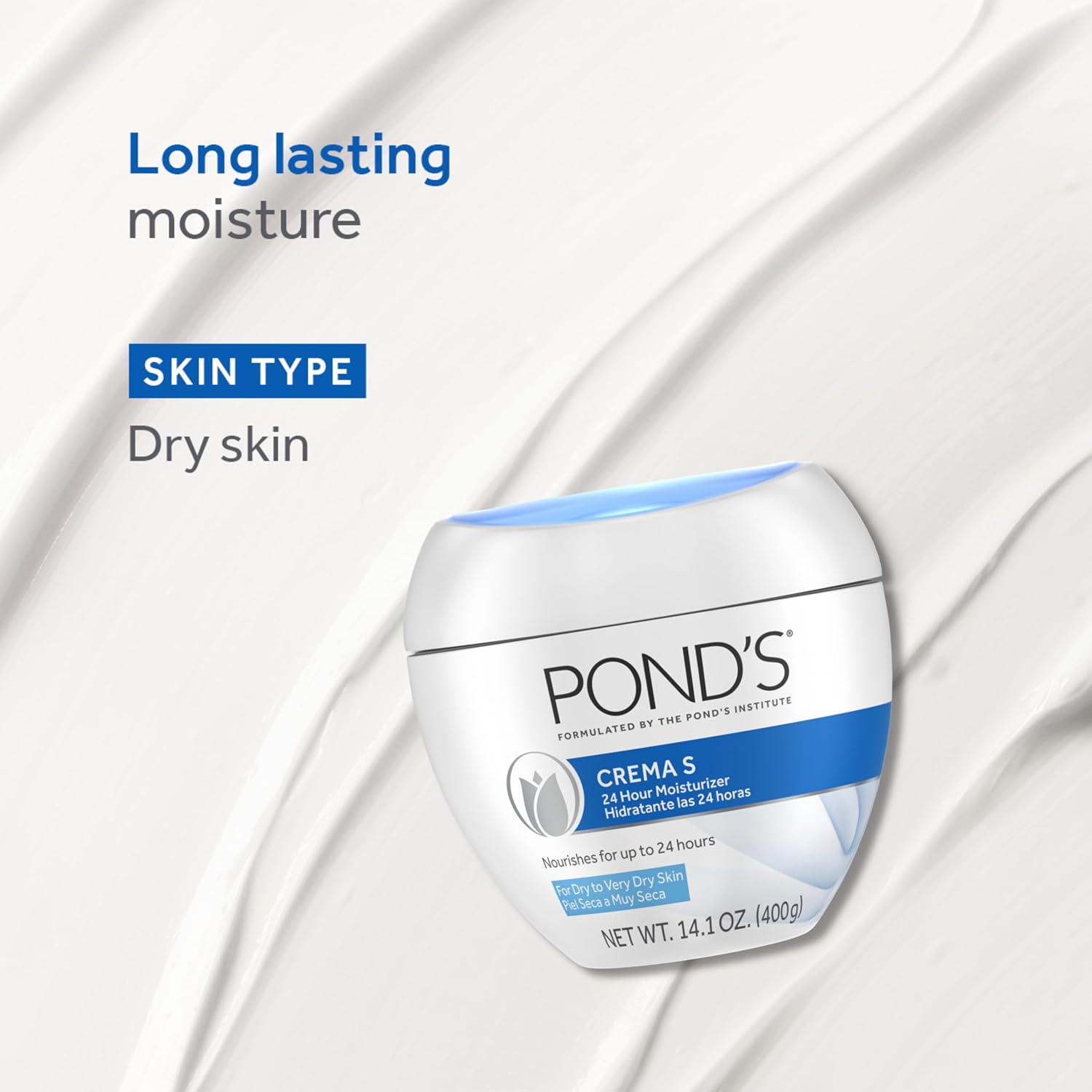 Pond's Crema S Nourishing Face Moisturizer for Women Dry Skin 14.1 oz - Image 4