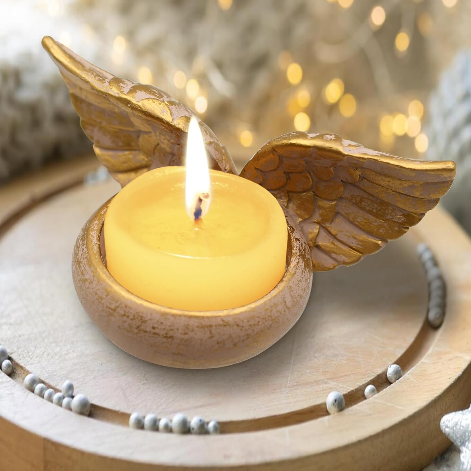 Angel Wings Candle Holder, Angel Wings Tea Candle Holder, Jar Candle Holder, Tabletop Decoration, Wedding Decoration Candle Holder, Vintage Resin, Aromatherapy Banquet Tabletop (Pink) - Image 6