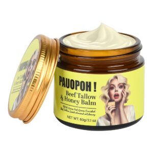 Beef Tallow for Skin - Whipped Tallow Balm with Manuka Honey, Handmade Moisturizer for Sensitive Skin (Unscented)