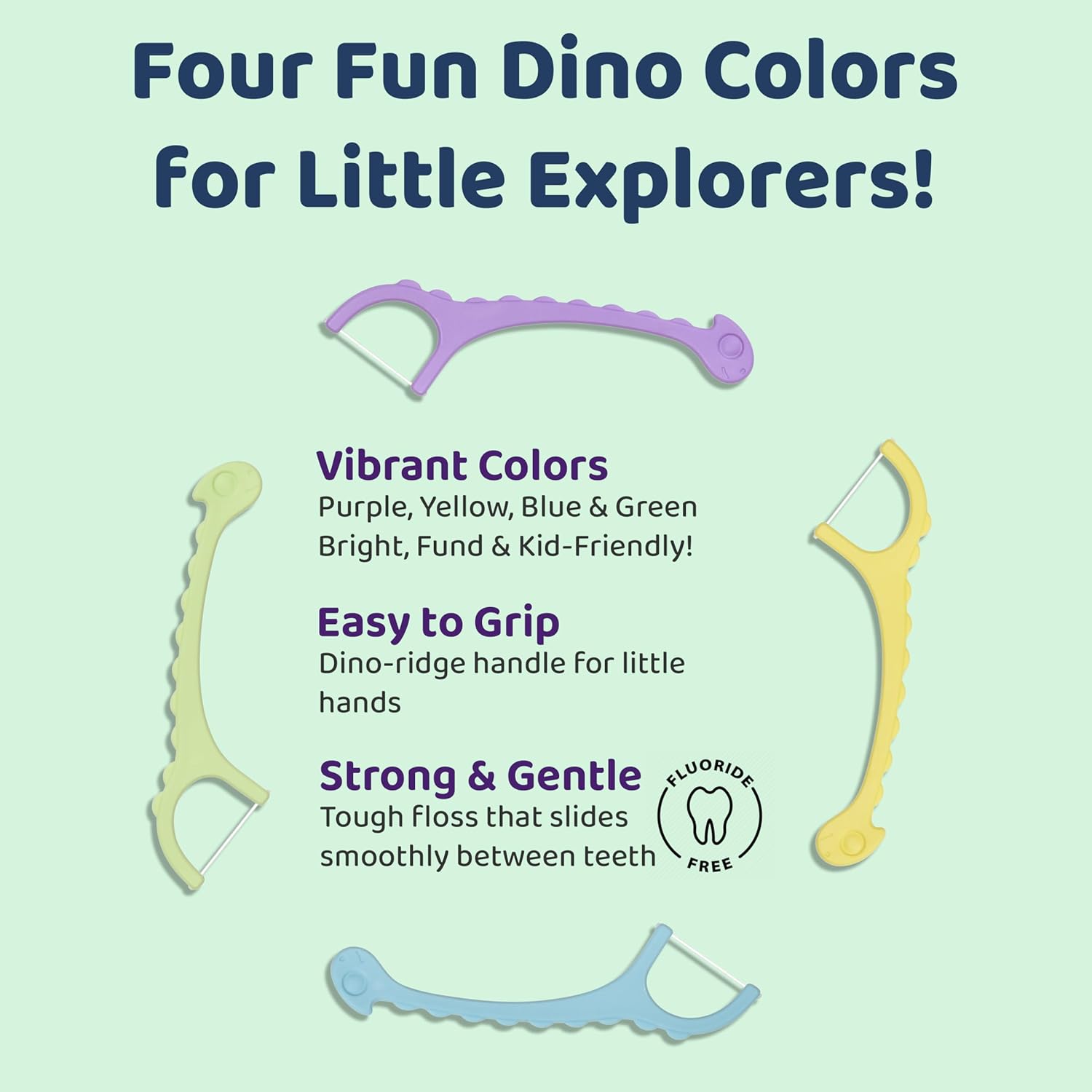 Sea Turtle Dino Floss Picks with Corn Starch Handle, Unflavored, 100 Count - Image 3
