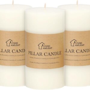3x6 Inch White Pillar Candles Set of 3 - Decorative Unscented Pillar Candle, Long Burning Dripless Candle for Table Decor, Smokeless Large Pillar Candles for Wedding Table Decor