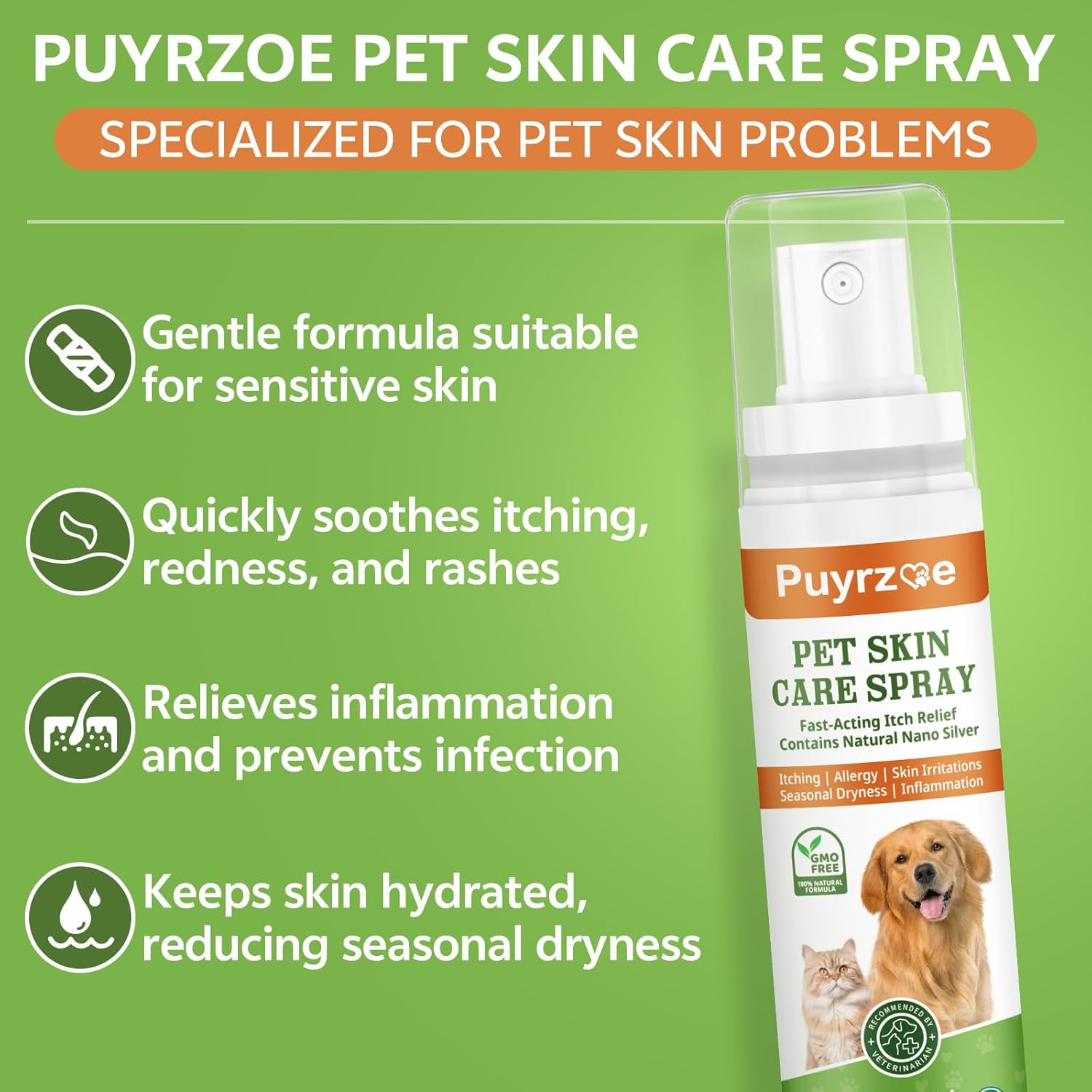 Itch Relief & Hot Spot Spray Treatment for Dogs & Cats - Natural Extract Formula for Anti Itch, Allergy Relief, Stop Scratching, Lickable, Wound Care Spray for All Animals (4.06 Fl Oz) - Image 2