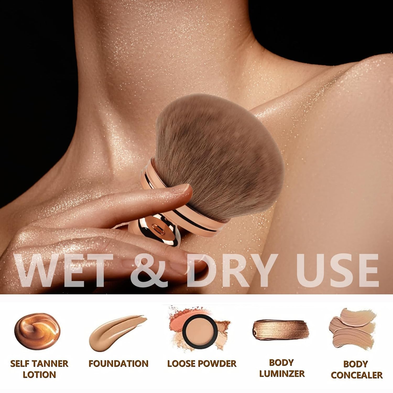 Extra Large 74mm Wide-Head Kabuki Body Makeup Brush for Flawless Self Tanner Application with Drawstring Bag - Image 4
