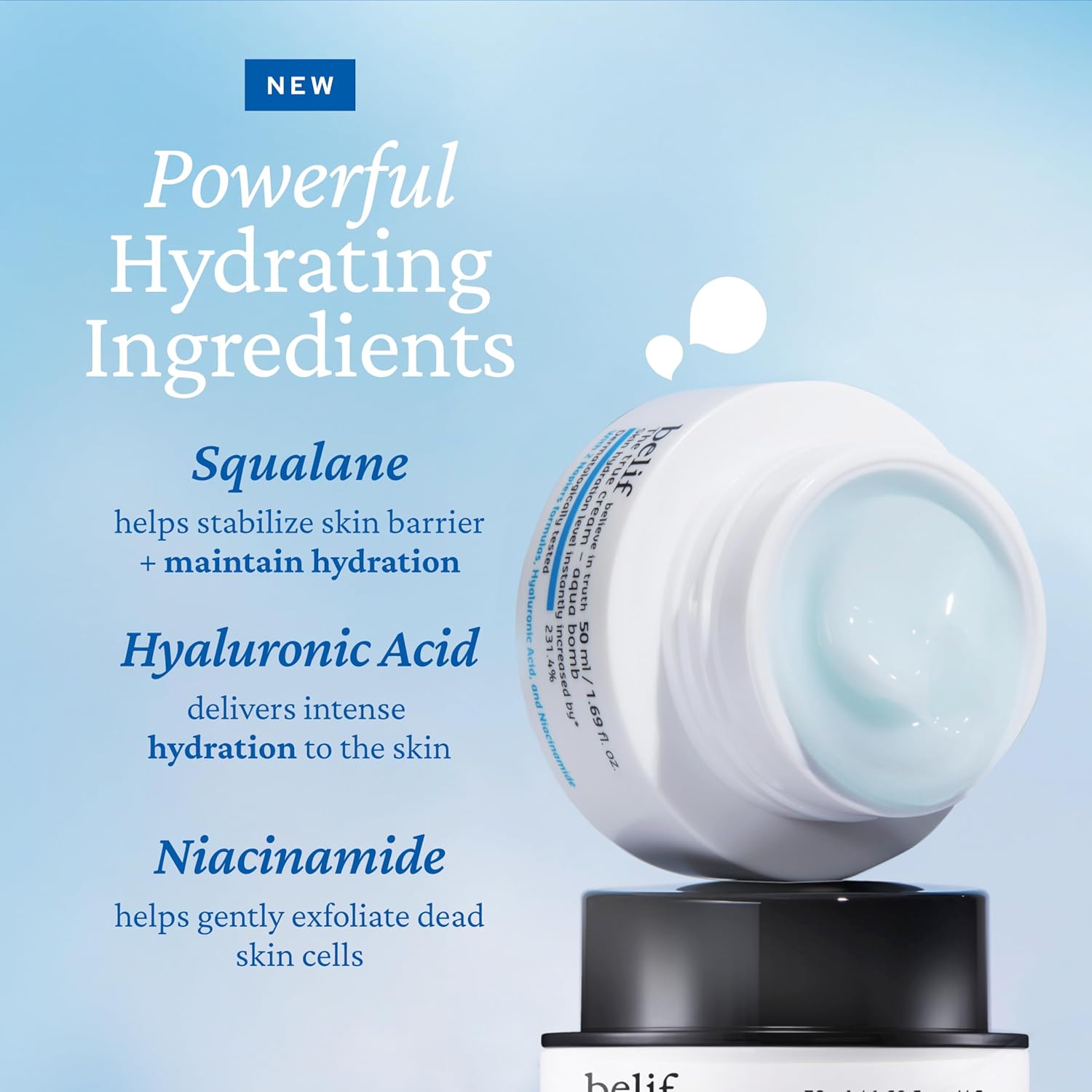 belif Aqua Bomb – Daily Niacinamide Hydrating Moisturizer, Lightweight Plumping Facial Cream with Hyaluronic Acid & Squalane, Cooling Effect, Anti-Aging Korean Skincare, 0.84 fl oz (25ml) - Image 3