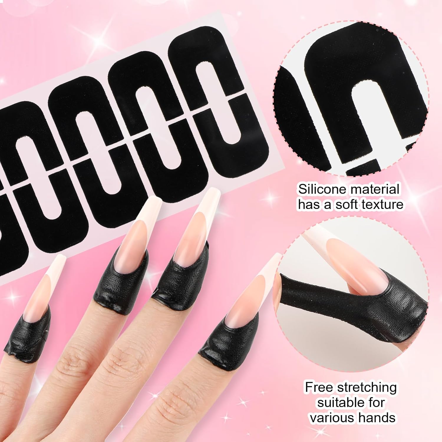 100PCS Nail Polish Protector, Gel Nail Sticker, Peel Off Barrier, UV Finger Protection, Skin Cuticle Protector Tape, U-Shaped French Tip Nail Art Accessories DIY - Image 3