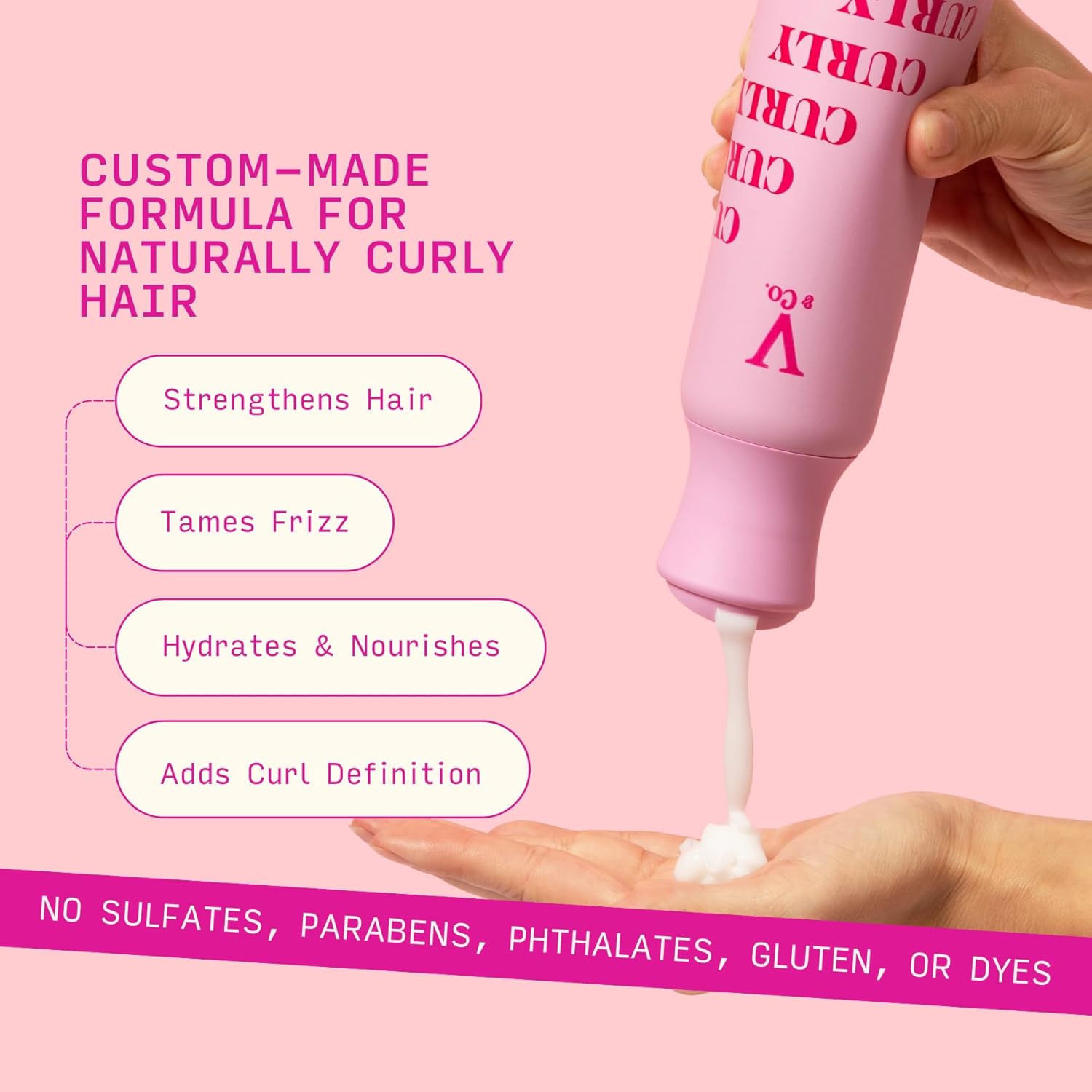 V&Co. Beauty Curly Hair Conditioner with Peptide Technology, 12 oz, Sulfate Free Conditioner for Naturally Curly Hair, Gentle, Color Safe Conditioner - Image 2