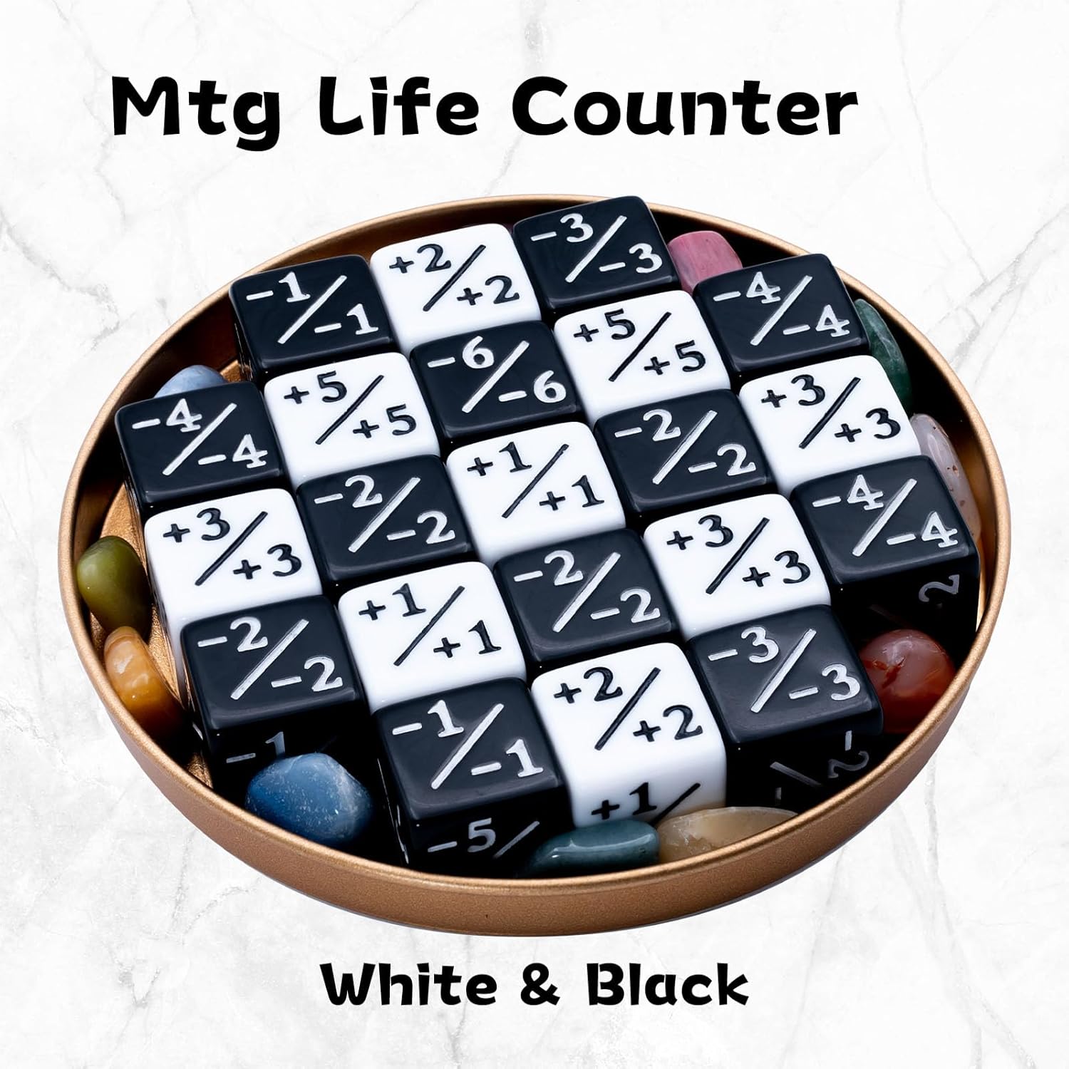 52 Pieces MTG Keywords Counter Dice and Magic The Gathering Life Counter Tokens Dice Set in Black and White with 4 D20 for MTG, TCG, Cards Gaming Accessories - Image 5