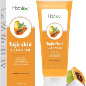 Kojic Acid Soap – Skin Brightening Kojic Papaya Face & Body Wash for Hyperpigmentation – Dark Spot Soap Reduces Acne, Scars, and Enhances Skin Tone – Turmeric Facial Cleanser for Brighter Glowing Skin