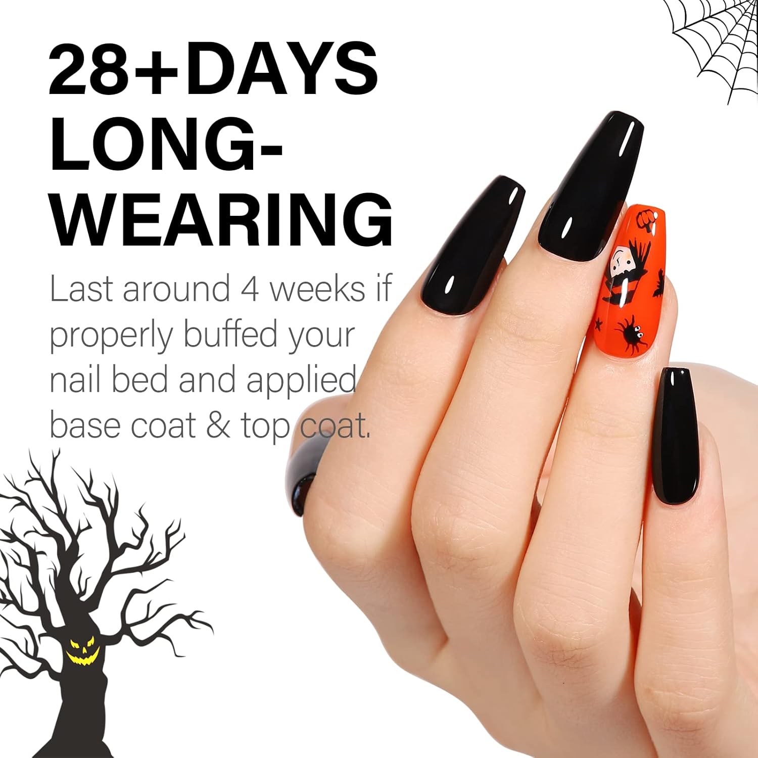 AILLSA Black Gel Nail Polish 0.51 Fl Oz Long Lasting Opaque High Gloss - Image 4