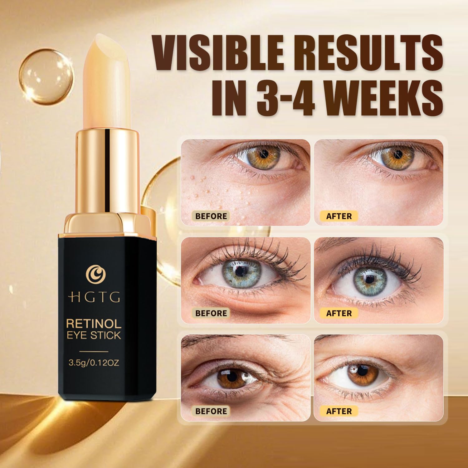 Retinol Eye Stick, Retinol Eye Cream, Anti-Aging Eye Cream for Wrinkles, Dark Circles, Puffiness & Bags Reduces Fine Lines Under Eyes 3.5g - Image 4