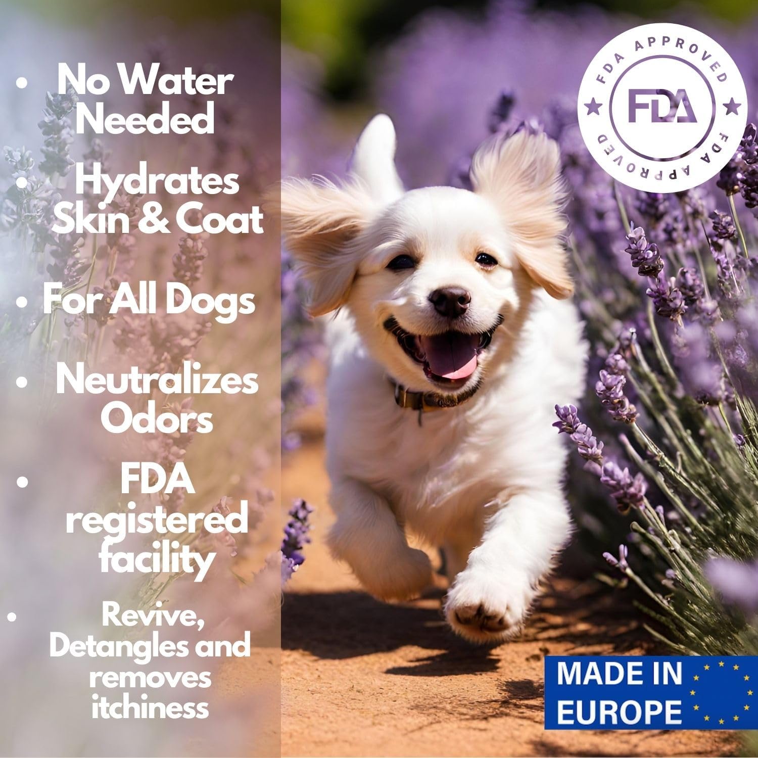 Lavender Rosemary 5.29 oz Powder Dry Shampoo for Dogs Waterless Odor Eliminator - Image 5