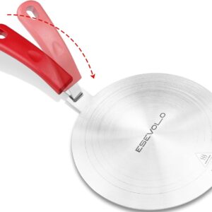 9.45 inch Heat Diffuser Stainless Steel Induction Diffuser Plate for Electric Gas Stove Glass Induction Cooktop, Induction Adapter Plate with Detachable Handle, Red