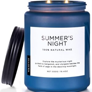 M&SENSE Summer's Night Soy Candle, Large 2 Wick, 19.4oz Up to 110 Hours Burn Time, Natural Scented for Home, Manly Candle in Glass Jar for Bedroom