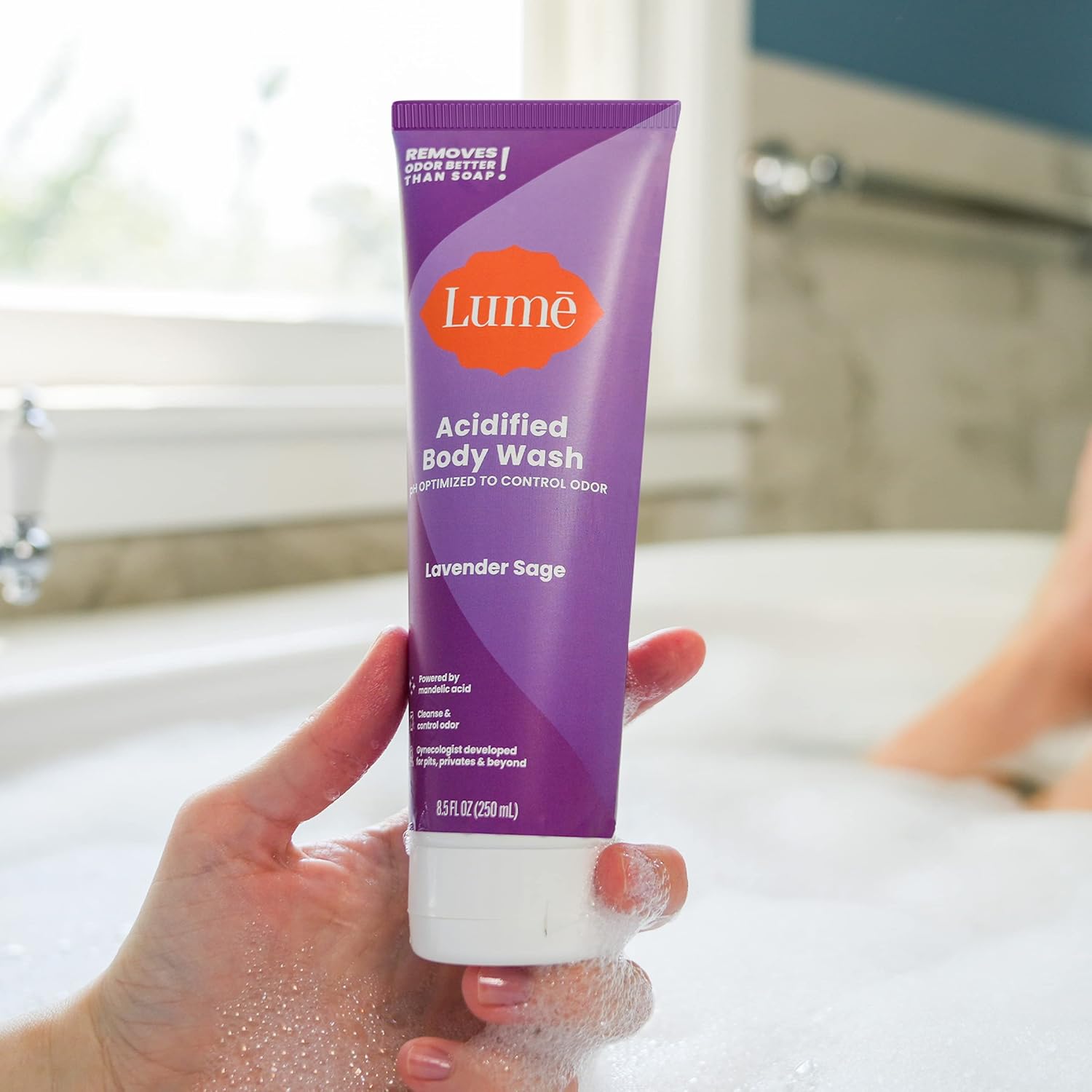 Lume Acidified Body Wash - 24 Hour Odor Control - Removes Odor Better than Soap - Moisturizing Formula - Formulated Without SLS or Parabens - OB/GYN Developed - 8.5 ounce (Lavender Sage) - Image 8