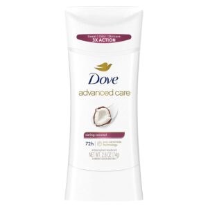 Dove Advanced Care Antiperspirant Deodorant Stick Caring Coconut for Helping Repair Skin Barrier After Shaving, with 72-Hour Sweat & Odor Protection, 2.6 oz