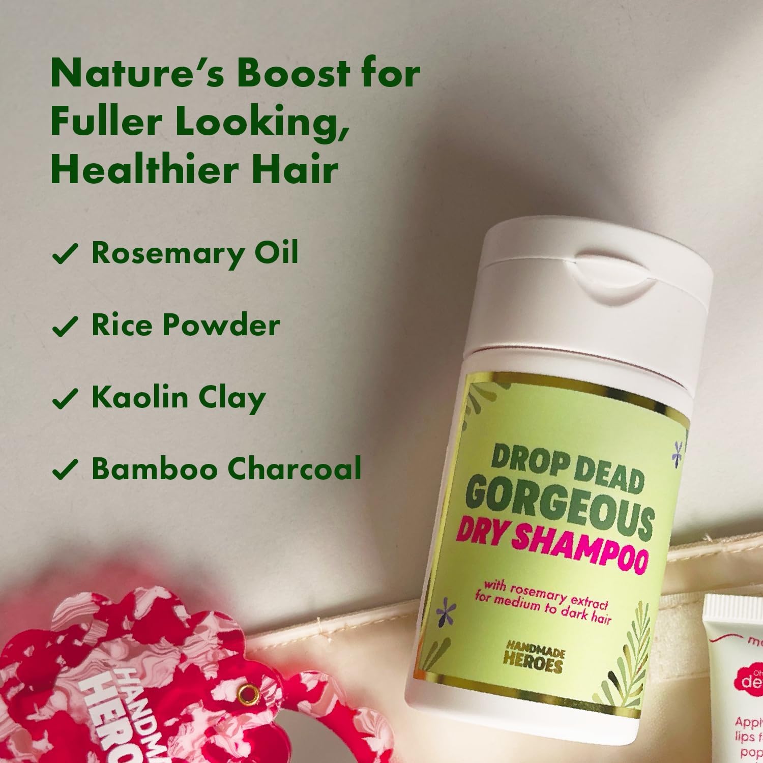 Handmade Heroes Dry Shampoo with Rosemary Oil for Hair Growth Healthier Looking Hair Volumizing Non Aerosol Drop Dead Gorgeous Dry Shampoo Rosemary 1.8oz (Medium to Dark 1pc) - Image 7