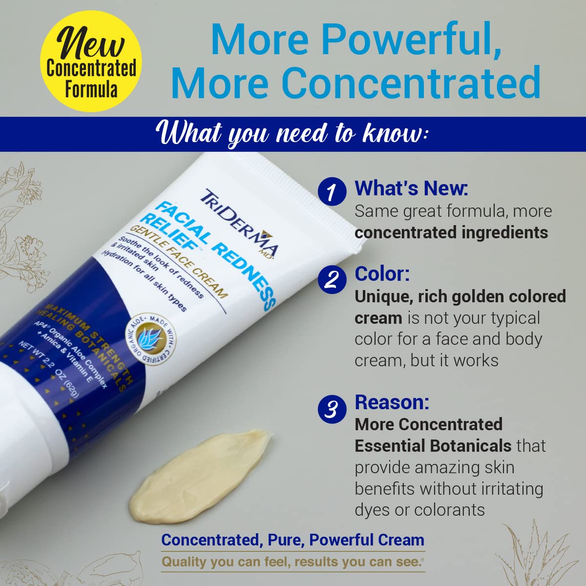 TriDerma Facial Redness Relief Gentle Face Cream, Soothing & Relieving Daily Moisturizer for Redness, Repair Uneven Skin Tone, Irritated or Sensitive Skin | Day/Night | (2.2 Oz. Tube) - Image 2