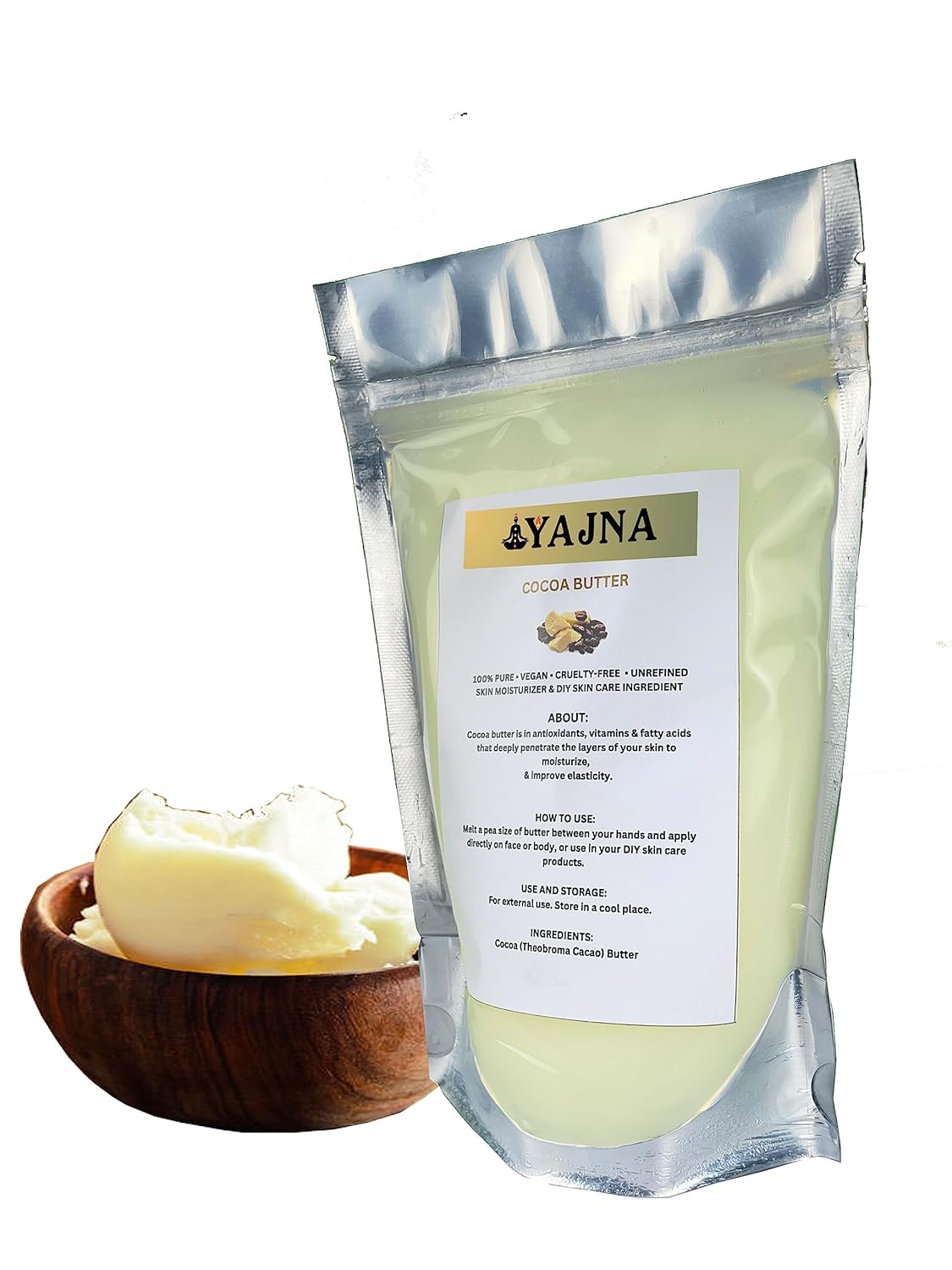 Yajna Organic Raw Cocoa Butter 100% Pure Natural Unrefined 1 LB Moisturizer for Skin and Hair - Image 2