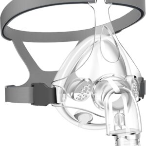 TMS Comfort Series Nasal CPAP Mask Full Face - Reusable CPAP Supplies - Covers Nose and Mouth - Includes Headgear, Frame, Elbows and Full Face Mask Cushion
