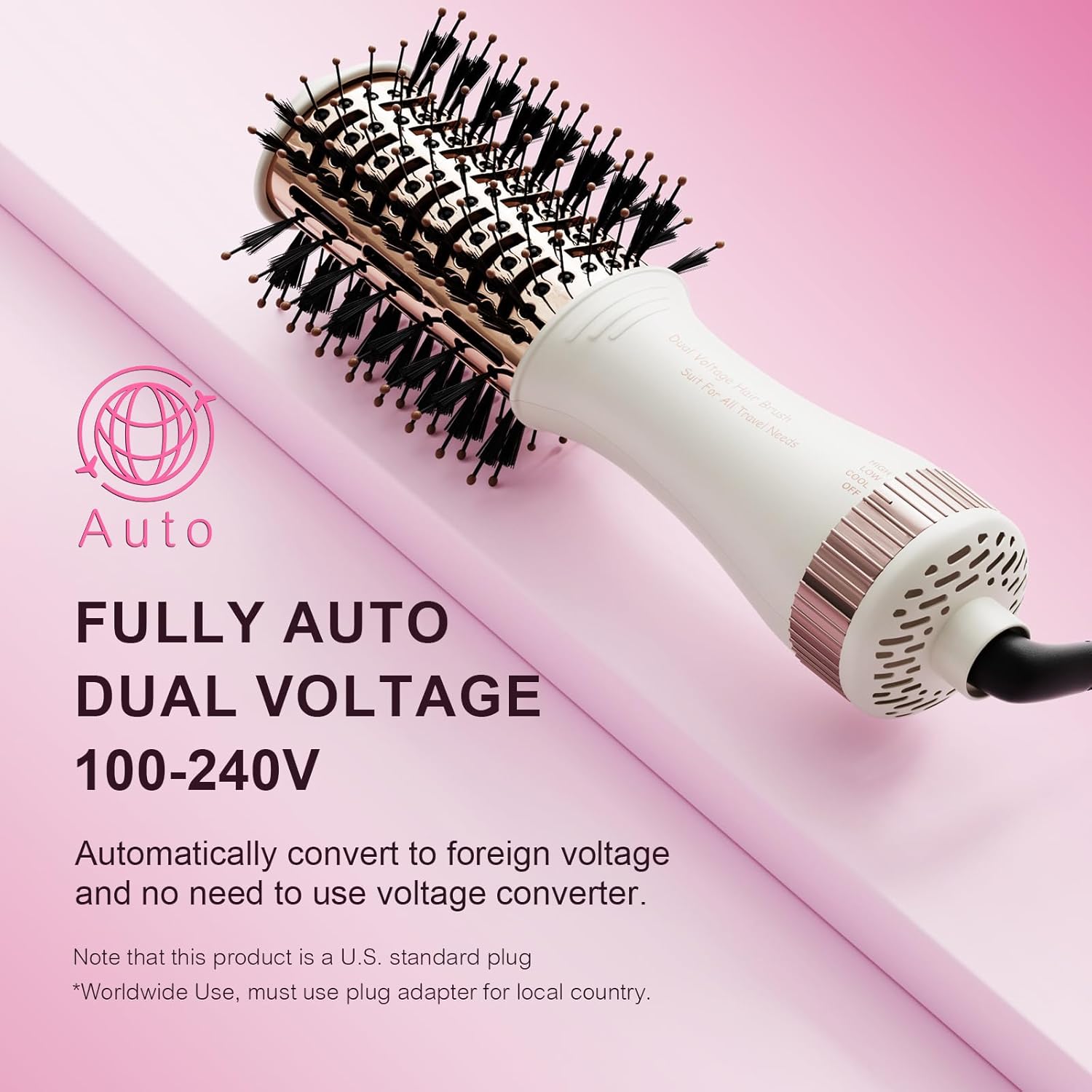 4-in-1 Portable Mini Hair Dryer Hot Air Brush Styler Dual Voltage Compact Size - Image 2