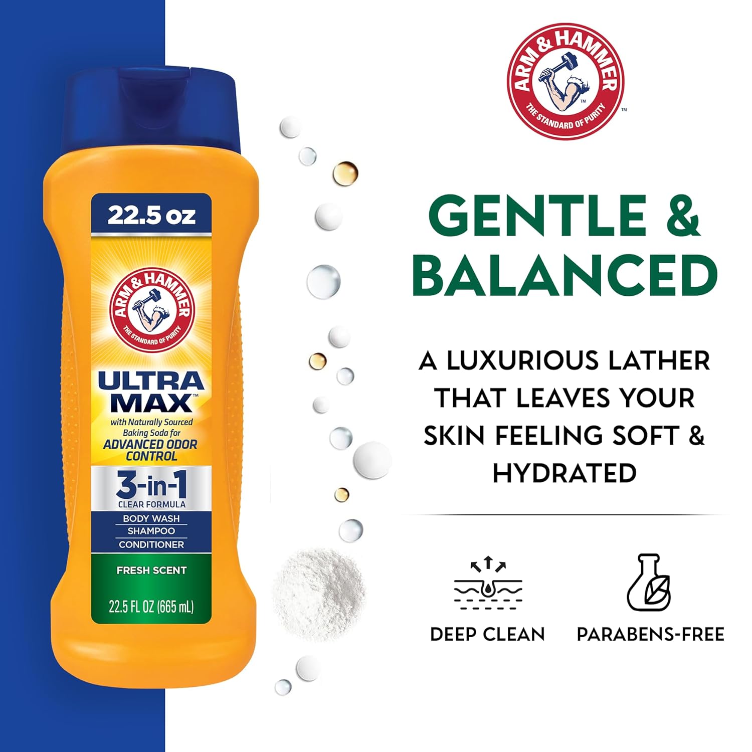 Arm & Hammer Essentials Men's Cool Water 3-in-1 Body Wash 22.5oz - Image 2
