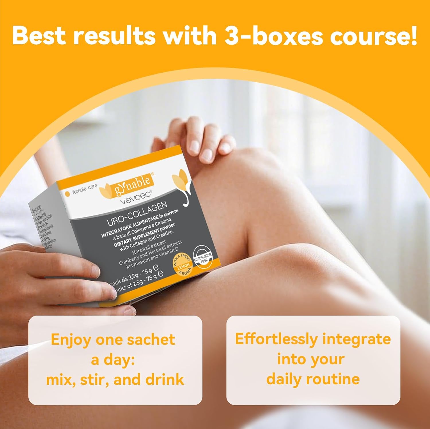 Gynable UROCollagen,Bladder Control Supplement for Women,Urinary Tract Health, Strengthen Pelvic Floor Muscles,Urinary Leakage,Female Care,with Creatine,Natural Lemon Flavored - Image 6