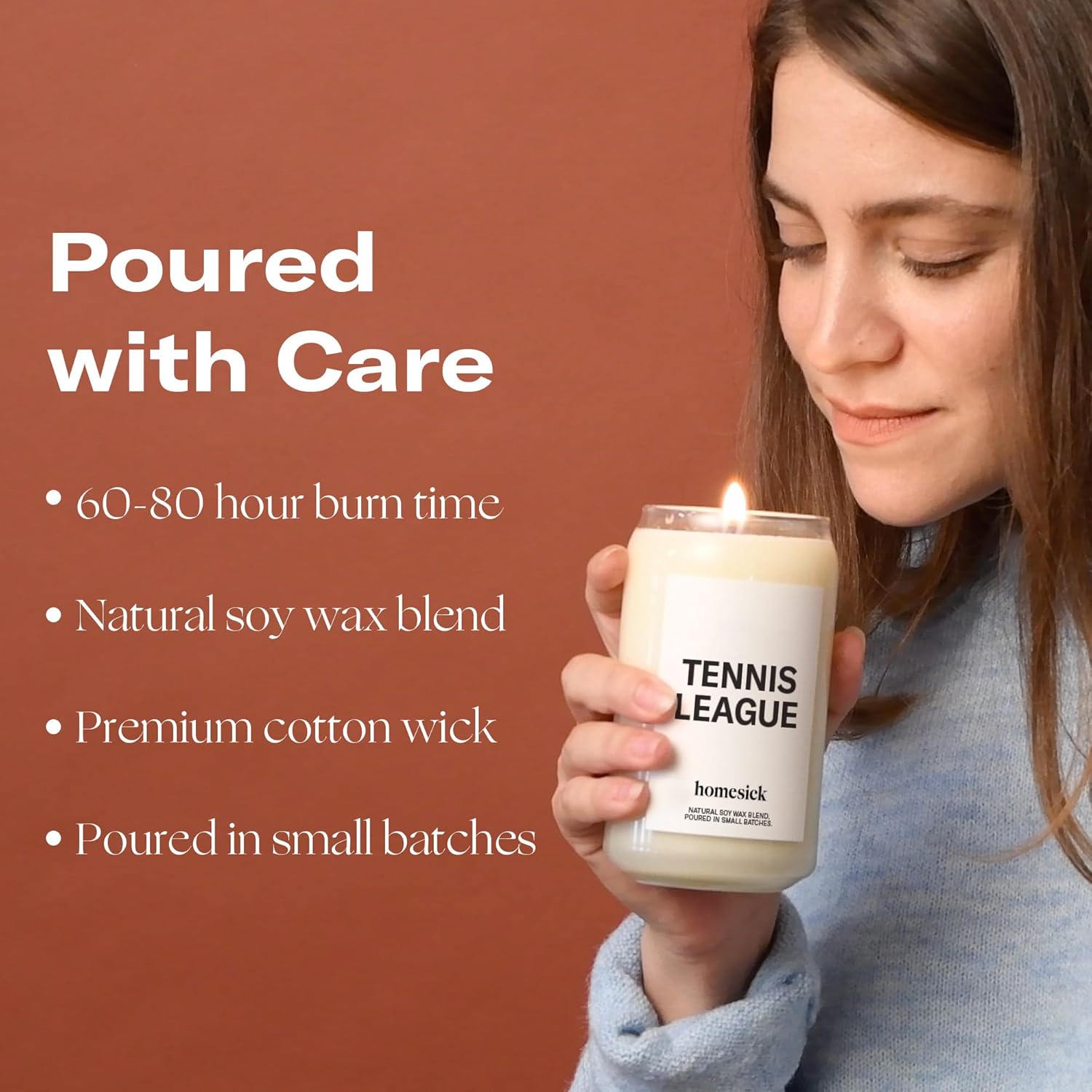 Homesick Scented Candles for Home (Tennis League) - 13.75 oz Long-Lasting Soy Wax Blend Jar Candle Gifts for Women & Men, 60-80 Hours Burn Time - Notes of Lime Blossom, Orange Flower, Salted Musk - Image 4
