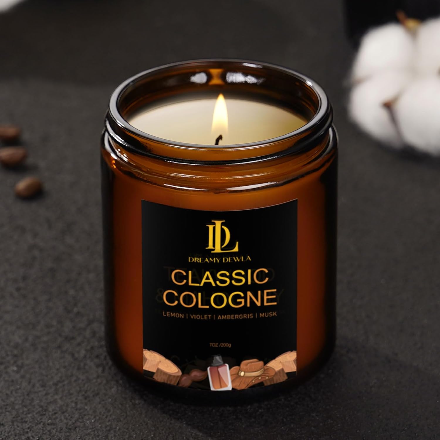 Classic Cologne Candle, Cologne Aromatherapy Candle, Masculine Candles for Men, Father's Day Gifts for Men, Natural Soy Candles for Home Scented, Long Lasting with 50 Hour Burn Time, 7oz - Image 5