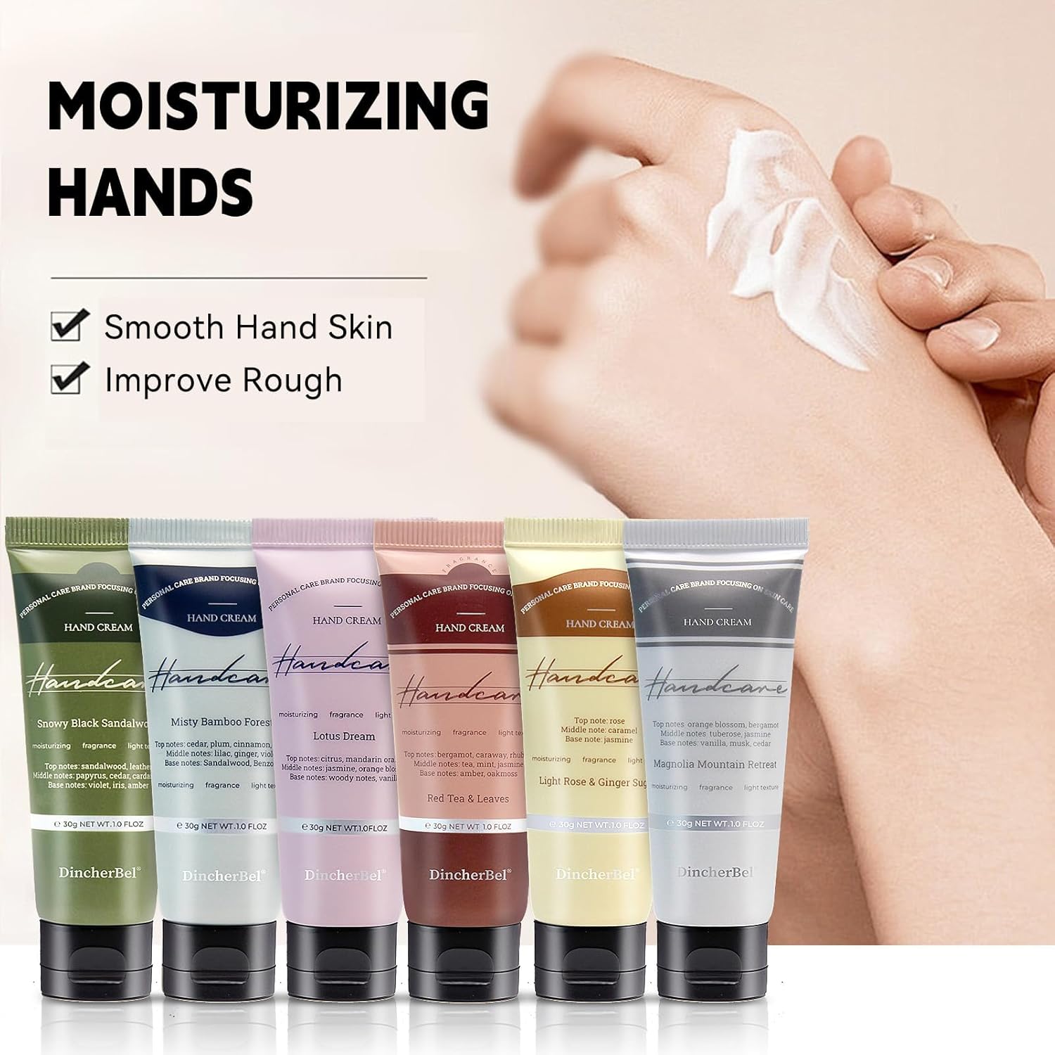 Travel Size Scented Hand Cream Gift Set for Dry Skin, 6 x 1.0 oz Tubes - Image 3