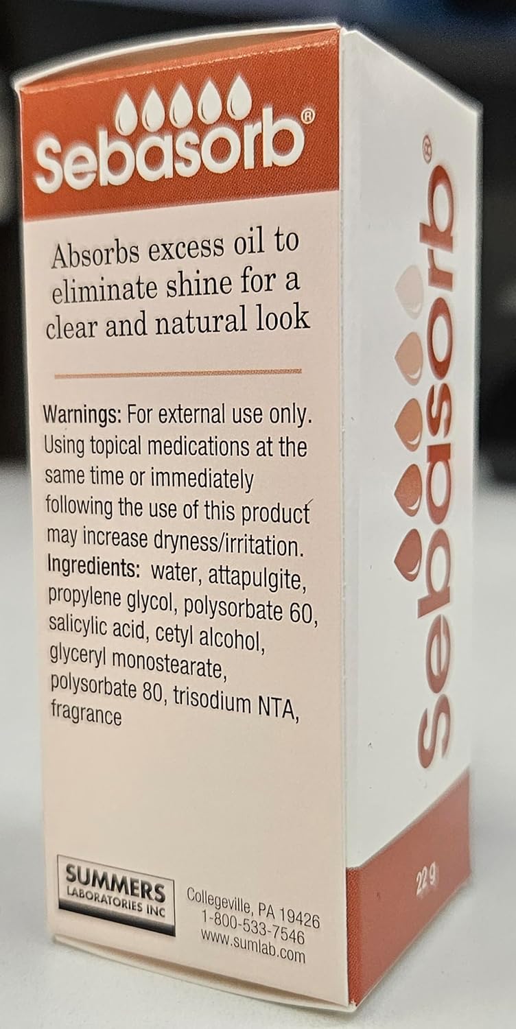 Sebasorb Oil Absorbing Lotion - Matte Daily Moisturizer For Oily Skin - Natural Oil Control Face Cream With 2% Salicylic Acid & Attapulgite - Absorbs Oils, Reduces Shine & Exfoliates Acne Prone Skin - Image 7