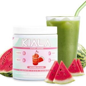 Kiala Nutrition Super Greens, Organic Greens Powder with Spirulina & Chlorella for Digestion, Gut Health, Immunity & Energy, Gluten Free, Vegan, Daily Support for Women, Watermelon Slush, 30 Servings