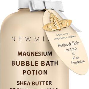 Magnesium Bubble Bath - Long Lasting Foaming Bubbles - Moisturizing - Shea Butter Coconut Vanilla - Relaxing Stress Relief - Calming Self Care Spa Gift for Birthday Christmas