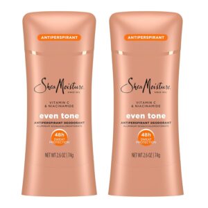 SheaMoisture Antiperspirant Deodorant Stick Even Tone Vitamin C & Niacinamide 2 Count for 48HR Sweat & Odor Protection with No Parabens & No Mineral Oil 2.6 oz