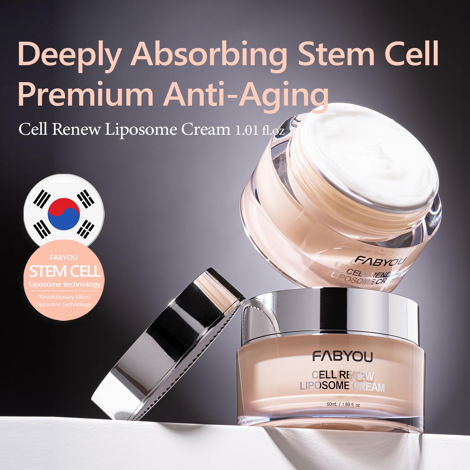 Cell Renew Liposome Facial Cream 1.69 fl oz - Anti-Aging EGF Stem Cell Moisturizer for Face with 6GF (50,000ppm), Peptides & Ceramide, Korean Skin Care for Deep Hydration & Firming - Image 2