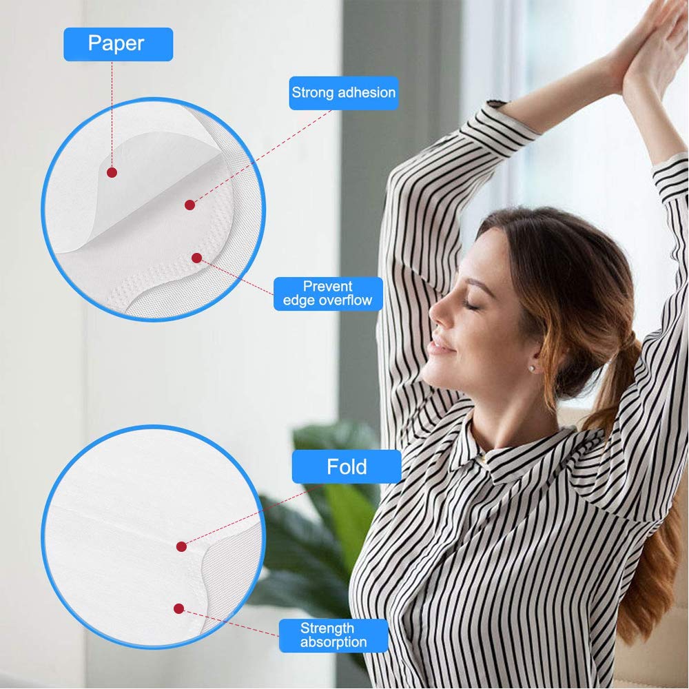 Underarm Sweat Pads, Armpit Sweat Pads for Women and Men 【100 Packs】,Premium Sweat Shield Fight Hyperhidrosis,Disposable Underarm Pads for Sweating Women,Comfortable Unflavored, Non Visible - Image 5